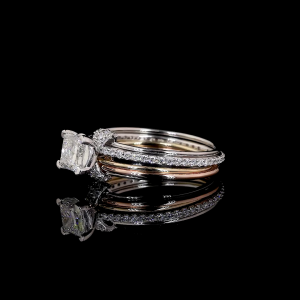 Radiant Cushion Ring - 14K/18K White & Rose Gold, Lab-Grown Diamond, Ring, Modern Cushion-Cut, Women