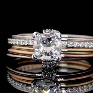 Radiant Cushion Ring - 14K/18K White & Rose Gold, Lab-Grown Diamond, Ring, Modern Cushion-Cut, Women