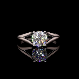 Elegant Split Ring - 14K/18K White Gold, Lab-Grown Diamond, Ring, Modern Split-Shank, Women