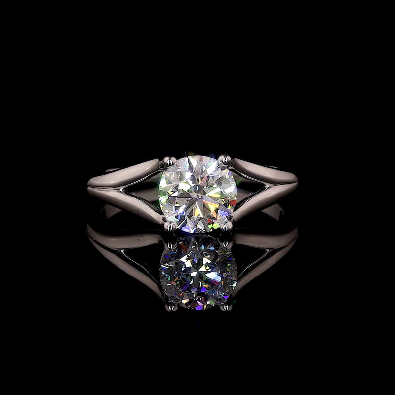 Elegant Split Ring - 14K/18K White Gold, Lab-Grown Diamond, Ring, Modern Split-Shank, Women