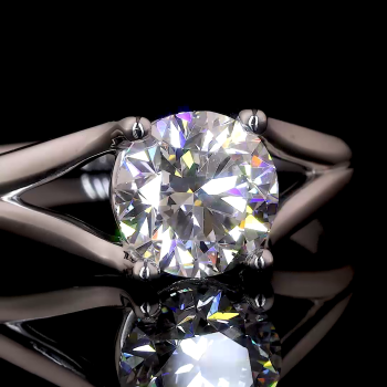 Elegant Split Ring - 14K/18K White Gold, Lab-Grown Diamond, Ring, Modern Split-Shank, Women