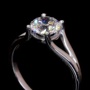 Elegant Split Ring - 14K/18K White Gold, Lab-Grown Diamond, Ring, Modern Split-Shank, Women