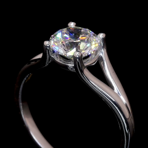 Elegant Split Ring - 14K/18K White Gold, Lab-Grown Diamond, Ring, Modern Split-Shank, Women