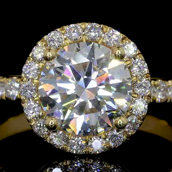 Golden Halo Ring - 14K/18K Yellow Gold, Lab-Grown Diamond, Ring, Modern Halo, Women