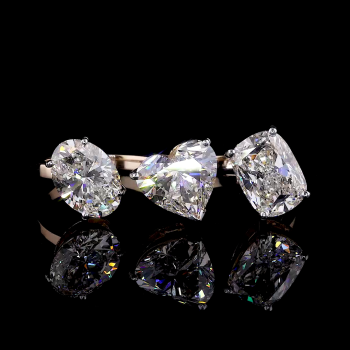 Rose Trilogy Ring - 14K/18K Rose Gold, Lab-Grown Diamond, Ring, Modern Three-Stone, Women Rose Trilogy Ring - 14K/18K Rose Gold, Lab-Grown Diamond, Ring, Modern Three-Stone, Women