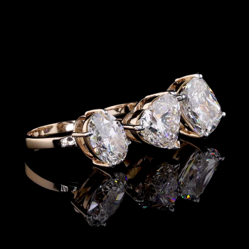 Rose Trilogy Ring - 14K/18K Rose Gold, Lab-Grown Diamond, Ring, Modern Three-Stone, Women Rose Trilogy Ring - 14K/18K Rose Gold, Lab-Grown Diamond, Ring, Modern Three-Stone, Women