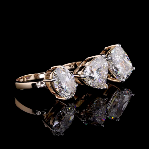 Rose Trilogy Ring - 14K/18K Rose Gold, Lab-Grown Diamond, Ring, Modern Three-Stone, Women