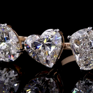 Rose Trilogy Ring - 14K/18K Rose Gold, Lab-Grown Diamond, Ring, Modern Three-Stone, Women