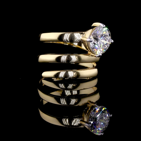 Golden Spiral Ring - 14K/18K Yellow Gold, Lab-Grown Diamond, Ring, Modern Twisted, Women