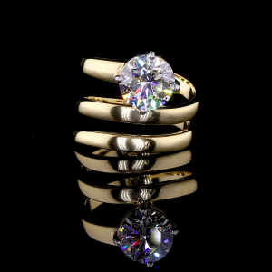 Golden Spiral Ring - 14K/18K Yellow Gold, Lab-Grown Diamond, Ring, Modern Twisted, Women