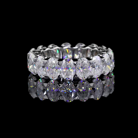 Oval Eternity Band - 14K/18K White Gold, Lab-Grown Diamond, Ring, Modern Eternity, Unisex