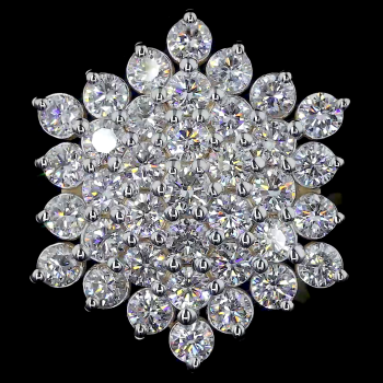 Golden Starburst Ring - 14K/18K Yellow Gold, Lab-Grown Diamond, Ring, Vintage Cluster, Women