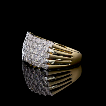Golden Lattice Ring - 14K/18K Yellow Gold, Lab-Grown Diamond, Ring, Modern Basket-Weave, Women