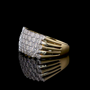 Golden Lattice Ring - 14K/18K Yellow Gold, Lab-Grown Diamond, Ring, Modern Basket-Weave, Women