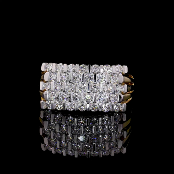 Golden Lattice Ring - 14K/18K Yellow Gold, Lab-Grown Diamond, Ring, Modern Basket-Weave, Women