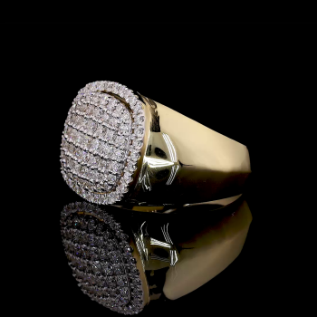 Golden Cushion Ring - 14K/18K Yellow Gold, Lab-Grown Diamond, Ring, Modern Pave, Unisex