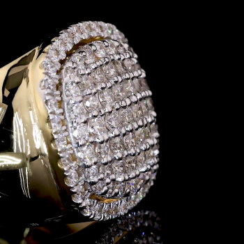 Golden Cushion Ring - 14K/18K Yellow Gold, Lab-Grown Diamond, Ring, Modern Pave, Unisex