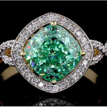 Golden Infinity Ring - 14K/18K Yellow Gold, Lab-Grown Green Diamond, Ring, Modern Infinity Halo, Women