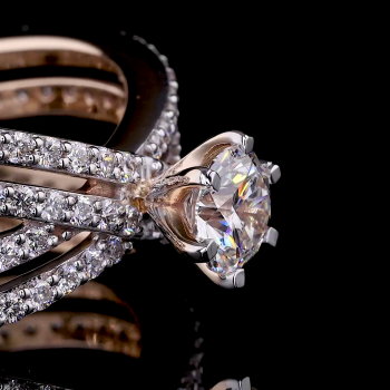 Rose Cross Ring - 14K/18K Rose Gold, Lab-Grown Diamond, Ring, Modern Crisscross, Women