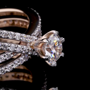 Rose Cross Ring - 14K/18K Rose Gold, Lab-Grown Diamond, Ring, Modern Crisscross, Women