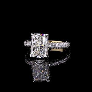 Golden Cushion Halo Ring - 14K/18K Yellow Gold, Lab-Grown Diamond, Ring, Modern Cushion Halo, Women