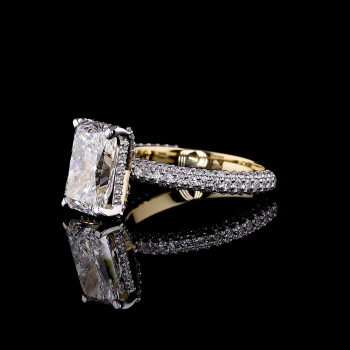 Golden Cushion Halo Ring - 14K/18K Yellow Gold, Lab-Grown Diamond, Ring, Modern Cushion Halo, Women Golden Cushion Halo Ring - 14K/18K Yellow Gold, Lab-Grown Diamond, Ring, Modern Cushion Halo, Women