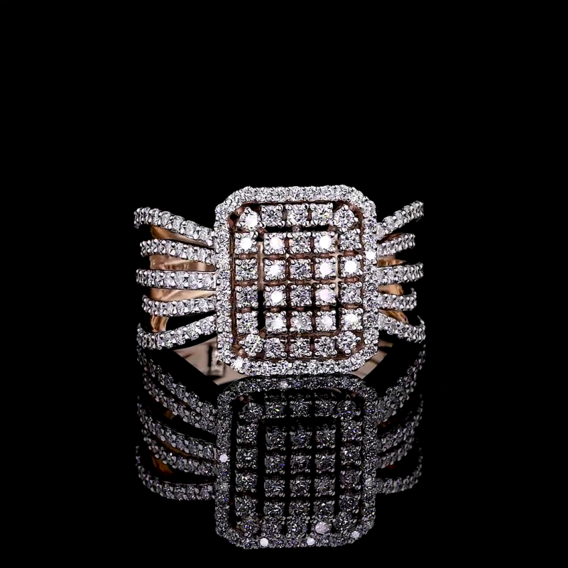 Regalia Grid Lab Diamond Ring in 14K/18K Gold