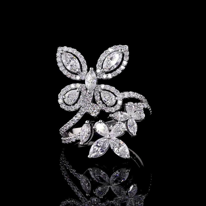 Flora Crest Lab Diamond Ring in 14K/18K Gold