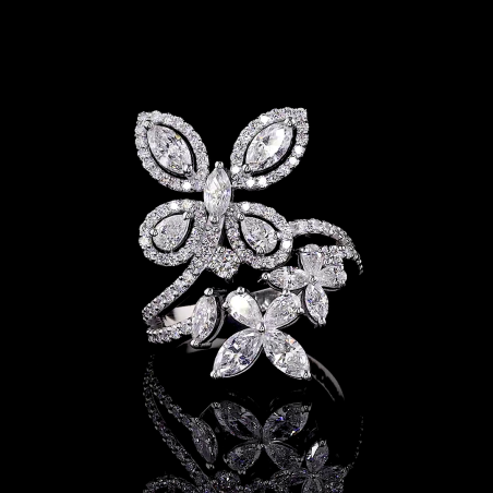 Flora Crest Lab Diamond Ring in 14K/18K Gold