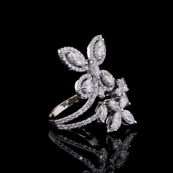 Flora Crest Lab Diamond Ring in 14K/18K Gold