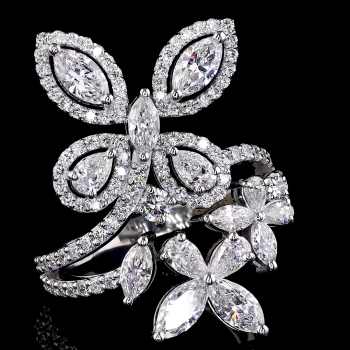 Flora Crest Lab Diamond Ring in 14K/18K Gold