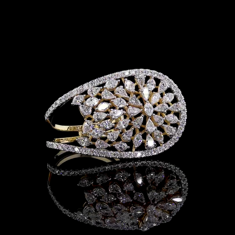 Teardrop Bloom Lab Diamond Brooch in 14K/18K Gold