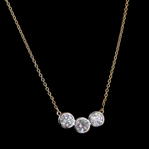 LustreLine Trio Lab Diamond Necklace in 14K/18K Gold