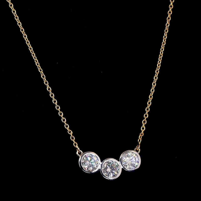 LustreLine Trio Lab Diamond Necklace in 14K/18K Gold