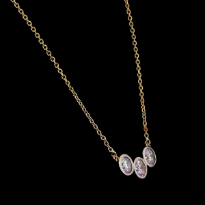 LustreLine Trio Lab Diamond Necklace in 14K/18K Gold