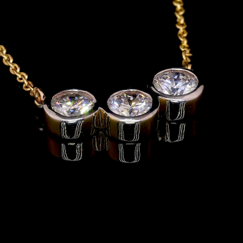 LustreLine Trio Lab Diamond Necklace in 14K/18K Gold