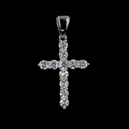 Divina Cross Lab Diamond Pendant in 14K/18K Gold