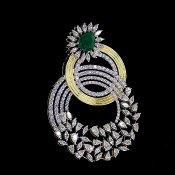 Emeralda Cascade Lab Diamond Brooch in 14K/18K Gold Emeralda Cascade Lab Diamond Brooch in 14K/18K Gold