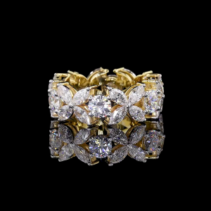 Full Eternity Flower Design Ring | VVS Lab Grown Marquise & Round Diamonds in Gold
