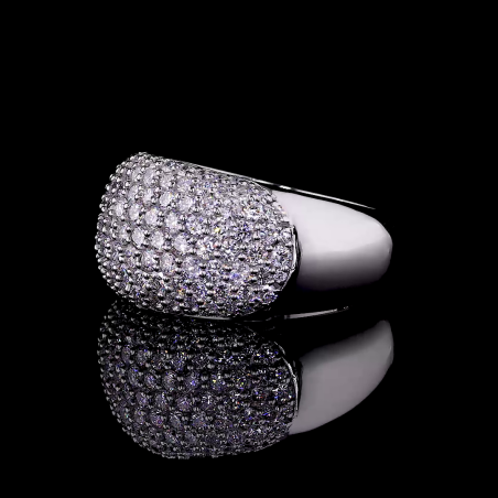 Lab Grown Diamond Dome Ring, 14k/18 Gold Micro Pave Set