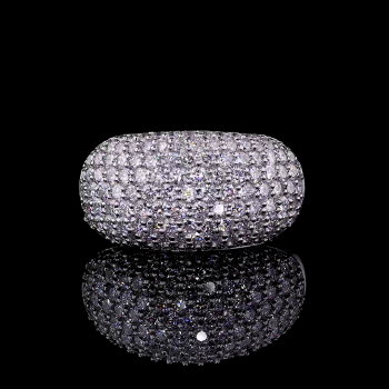 Lab Grown Diamond Dome Ring, 14k/18 Gold Micro Pave Set