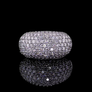 Lab Grown Diamond Dome Ring, 14k/18 Gold Micro Pave Set