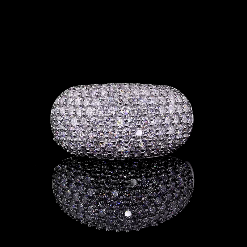 Lab Grown Diamond Dome Ring, 14k/18 Gold Micro Pave Set Lab Grown Diamond Dome Ring, 14k/18 Gold Micro Pave Set