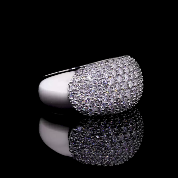 Lab Grown Diamond Dome Ring, 14k/18 Gold Micro Pave Set Lab Grown Diamond Dome Ring, 14k/18 Gold Micro Pave Set