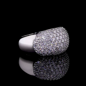 Lab Grown Diamond Dome Ring, 14k/18 Gold Micro Pave Set