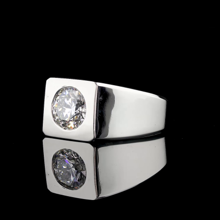 3 Carat Lab Grown Diamond Ring Round Bezel Set Engagement Ring