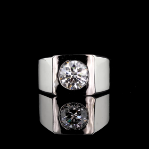 3 Carat Lab Grown Diamond Ring  Round Bezel Set Engagement Ring