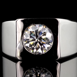 3 Carat Lab Grown Diamond Ring  Round Bezel Set Engagement Ring