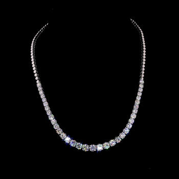 21.00ct Lab Grown Diamond Tennis Necklace, 14k White Gold - Graduated Round Cut