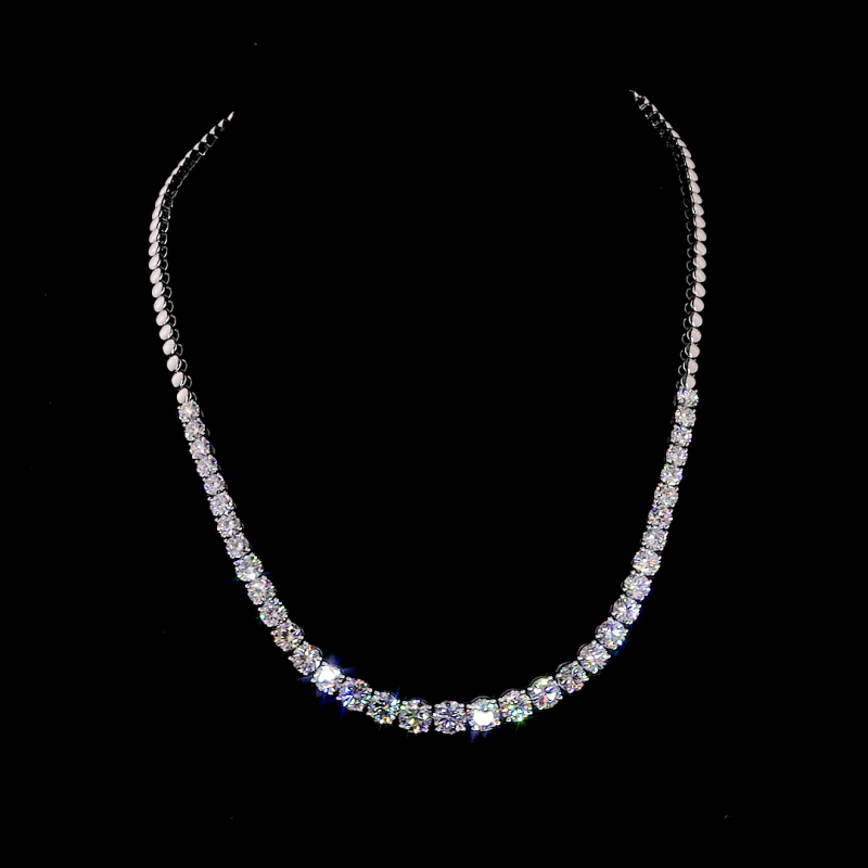 21.00ct Lab Grown Diamond Tennis Necklace, 14k White Gold - Graduated Round Cut